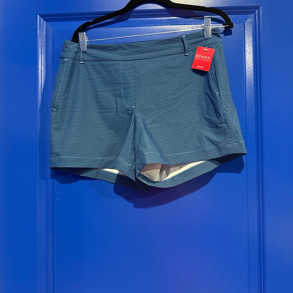 SPANX Women's Blue Patterned Athletic Shorts